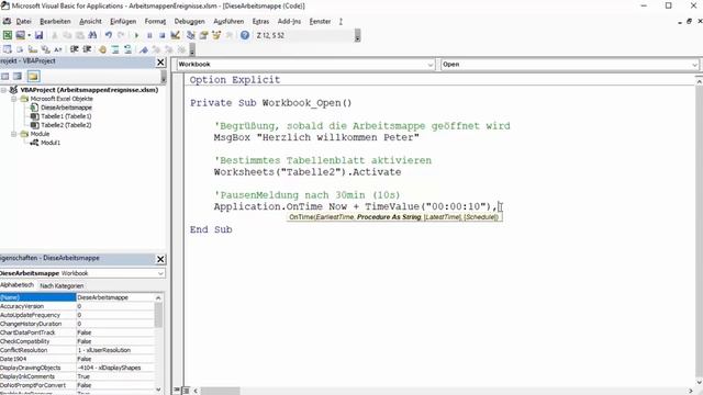 EXCEL VBA Die wichtigsten Befehle #29 - Arbeitsmappen Ereignisse (Open, BeforeClose, BeforeSave) смотреть онлайн