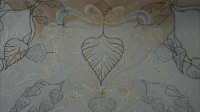 Birch Leaf On Silk. Silk Art. Seidenmalerei. Батик