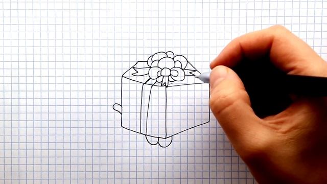 Простой рисунок #74. Как нарисовать Новогодний подарок. Рисунки про новый год 2019 смотреть онлайн