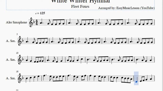 Alto Sax Sheet Music: How to play White Winter Hymnal by Fleet Foxes смотреть онлайн