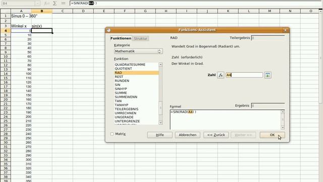 Sinus mit OpenOffice Calc смотреть онлайн