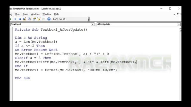 Textbox Time Format Userform Excel VBA смотреть онлайн