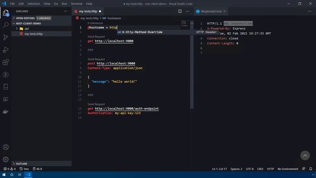 Using the REST Client VSCode Plugin смотреть онлайн