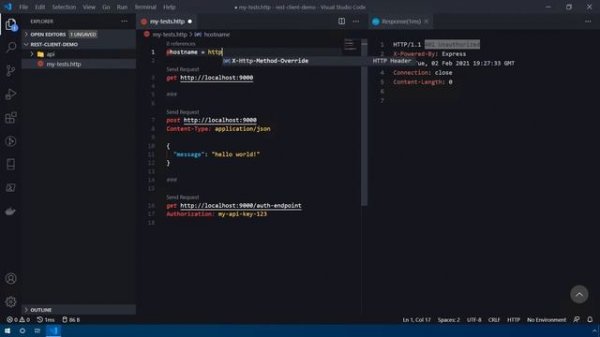 Using the REST Client VSCode Plugin