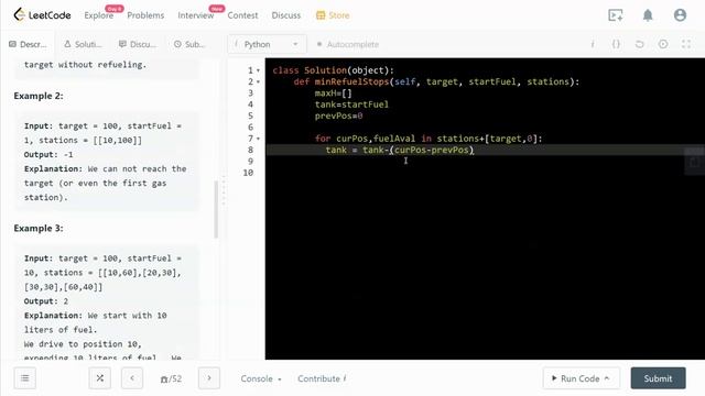 Leetcode 871. Minimum Number of Refueling Stops | Python | Max Heap | FAANG Coding | Top 5% Solutio смотреть онлайн