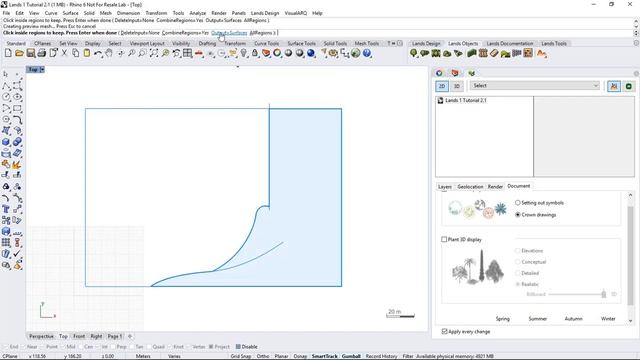 Lands Design for Rhino tutorial 02: Terrain Modeling tools смотреть онлайн