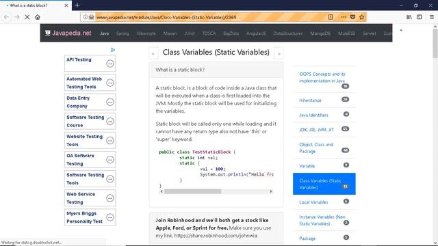 What is a static block?
| javapedia.net смотреть онлайн