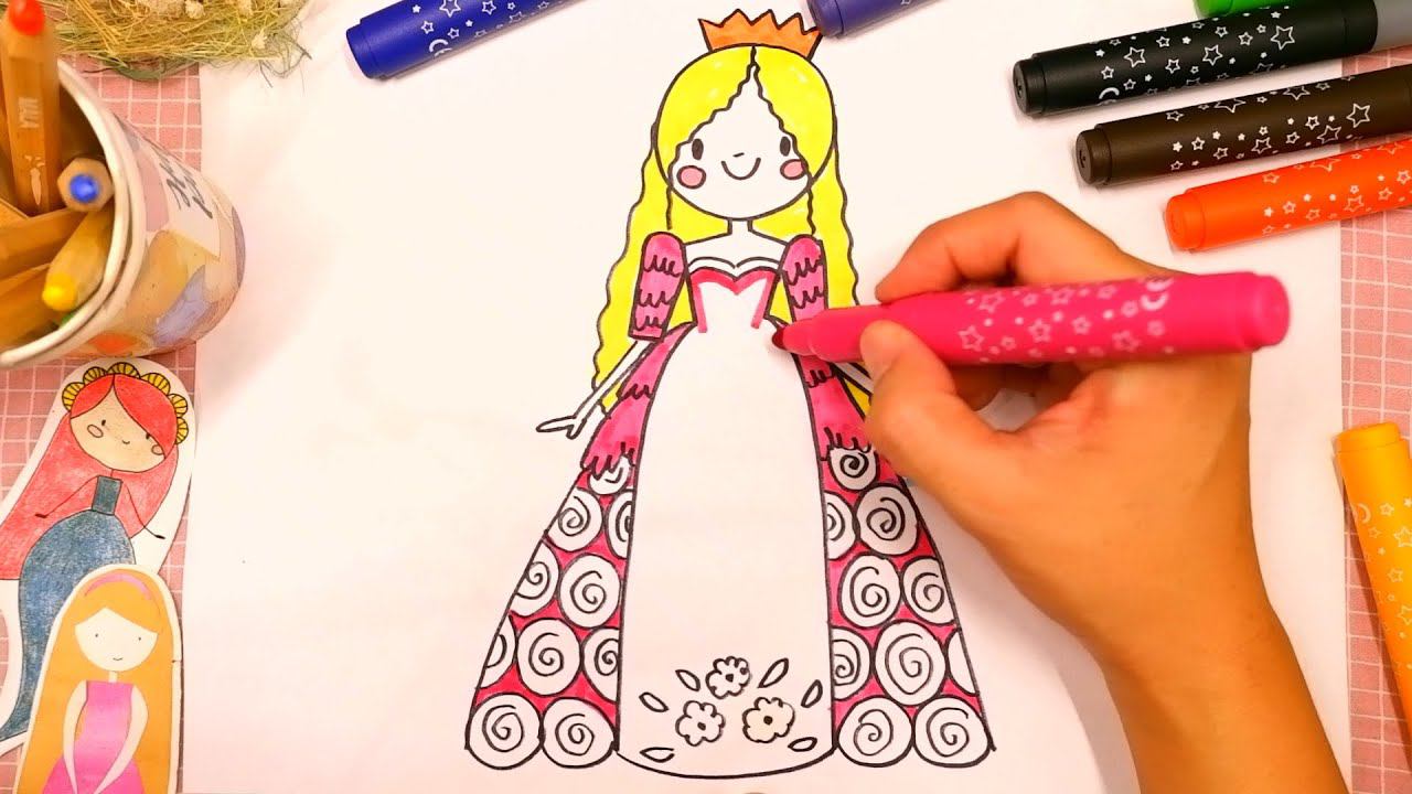 Как рисовать ПРИНЦЕССУ | Как рисовать ДЕВОЧКУ | Няня Уля - Уроки рисования для детей смотреть онлайн