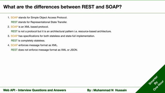 WebAPI Interview Questions & Answers | What are the differences between REST and SOAP? смотреть онлайн
