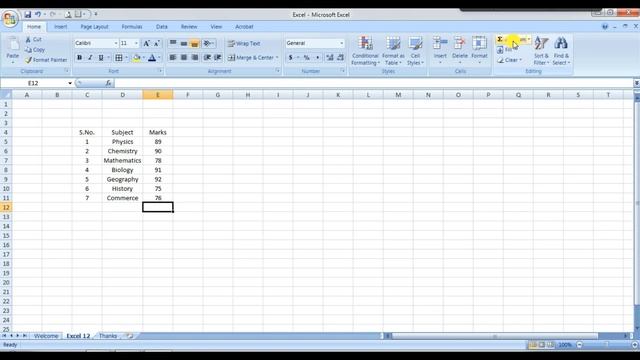 Excel 12: Shortcut Sum, Average, Count & Minimum-Maximum Formula смотреть онлайн
