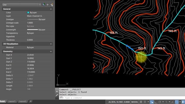 AutoCAD 2019 Tutorial about Changing Line Segment Elevation with Properties Palette смотреть онлайн