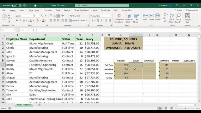 Excel Learning in தமிழ்(Tamil)- Countifs sumifs Averageifs (Multiple Criteria) смотреть онлайн