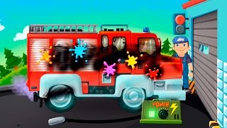 Мультики про машинки Автомойка Полицейской и Пожарной машин для детей.mp4 смотреть онлайн