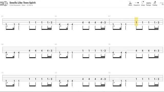 Nirvana - Smells like teen spirit (Bass TAB) смотреть онлайн