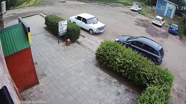 Уличная камера видеонаблюдения, вход в магазин (FullHD)