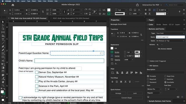 InDesign 2022 - Text Fields For Basic Text Input