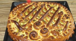 Дрожжевой пирог с яблоками  в духовке. Домашняя выпечка к чаю. Рецепт сдобного теста.