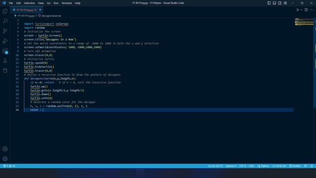 Recursive Decagons in a Row using Python Turtle Graphics смотреть онлайн