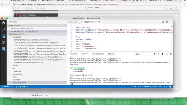 Visual Studio Code connecting with Docker MS SQL Server Linux version смотреть онлайн