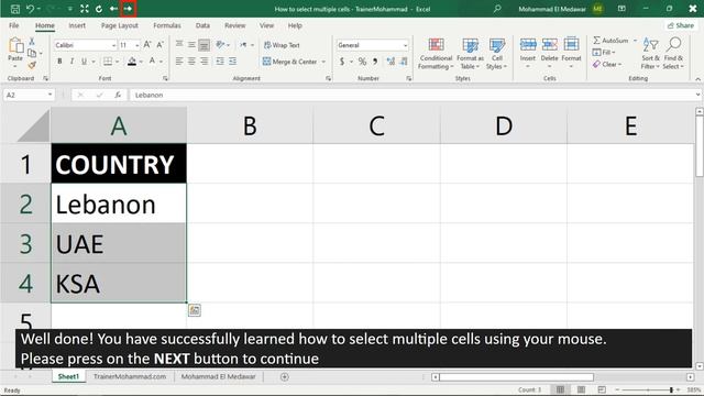 How to select multiple cells - using the mouse | Microsoft Excel Simulator смотреть онлайн