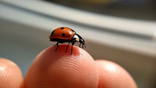 Божья коровка раскрывает крылья (ladybug flies away) смотреть онлайн