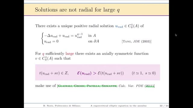 Benedetta Noris: A supercritical elliptic equation in the annulus смотреть онлайн