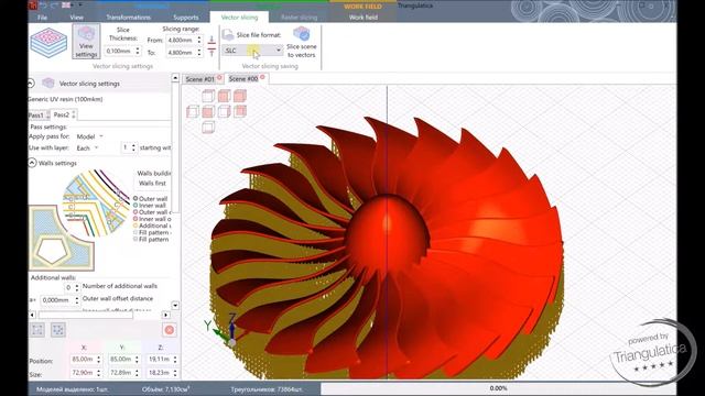 Triangulatica SLC export for Shining 3D iSLA-350 смотреть онлайн