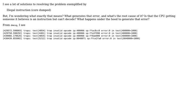 Unix & Linux: What exactly does "Illegal instruction (core dumped)" mean? смотреть онлайн
