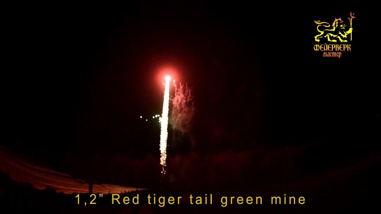 FM501 Одиночный салют 1,2"(Red tiger tail green mine) смотреть онлайн