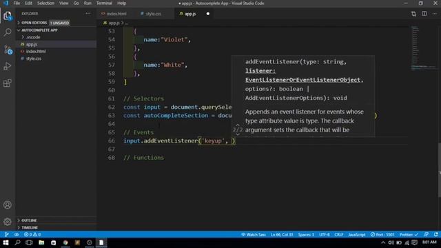 Autocomplete App with JavaScript смотреть онлайн