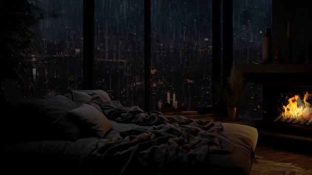 Soothing Rain Sounds & Cozy Fireplace For Deep Sleep, White Noise, Sleep Sounds, ASMR | 3 Hours