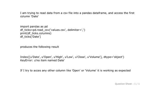 Pandas : KeyError when indexing Pandas dataframe смотреть онлайн