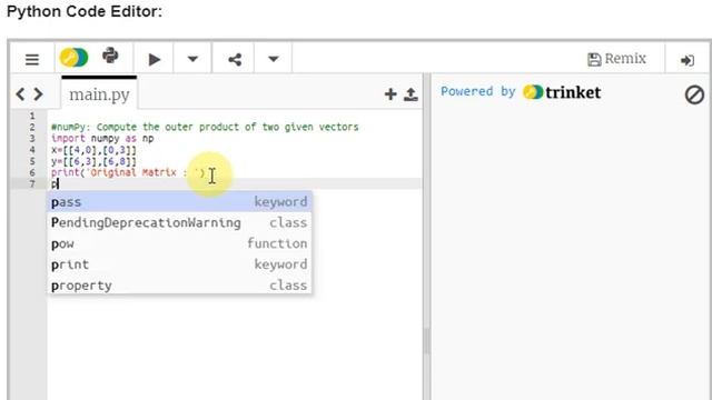 Python outer product of two given vectors смотреть онлайн