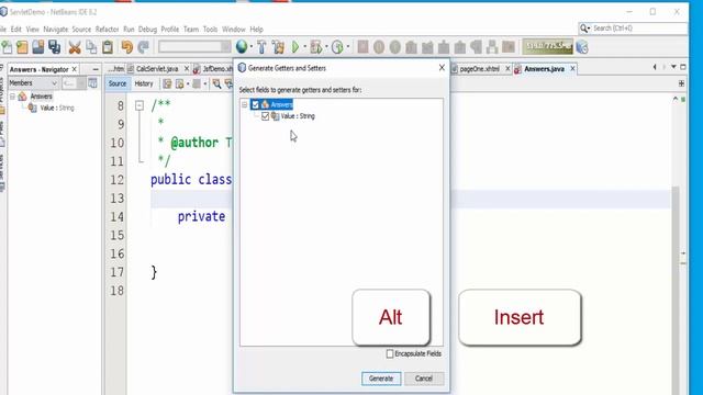 Generate getter and setter methods and Constructor in netbeans смотреть онлайн