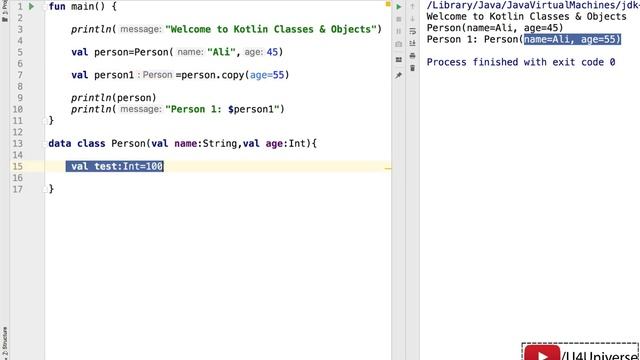 Kotlin for Beginners-31 | Data Class in Kotlin | Model Class in One Line | U4Universe смотреть онлайн