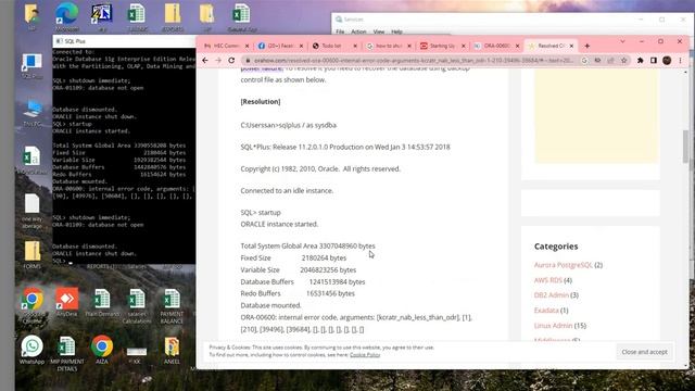 how to handle ORA 00600 internal error code` arguments Oracle Database смотреть онлайн