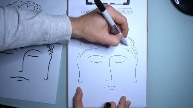 Как нарисовать лицо человека | Рисуем открытку с Буддой | Простой рисунок скетч графика смотреть онлайн