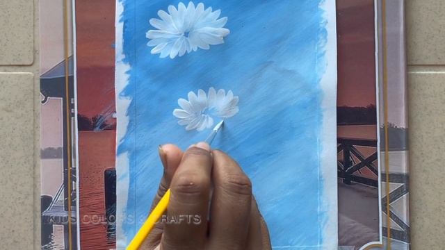 How to paint daisy flowers using poster color paints / Poster color painting for beginners/painting смотреть онлайн