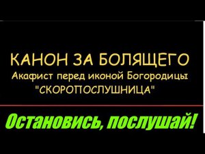 КАНОН ДНЯ  Канон за болящего + Акафист  пресвятой Богородицы пред иконой  «Скоропослушница»