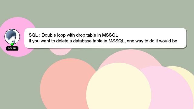 SQL : Double loop with drop table in MSSQL смотреть онлайн
