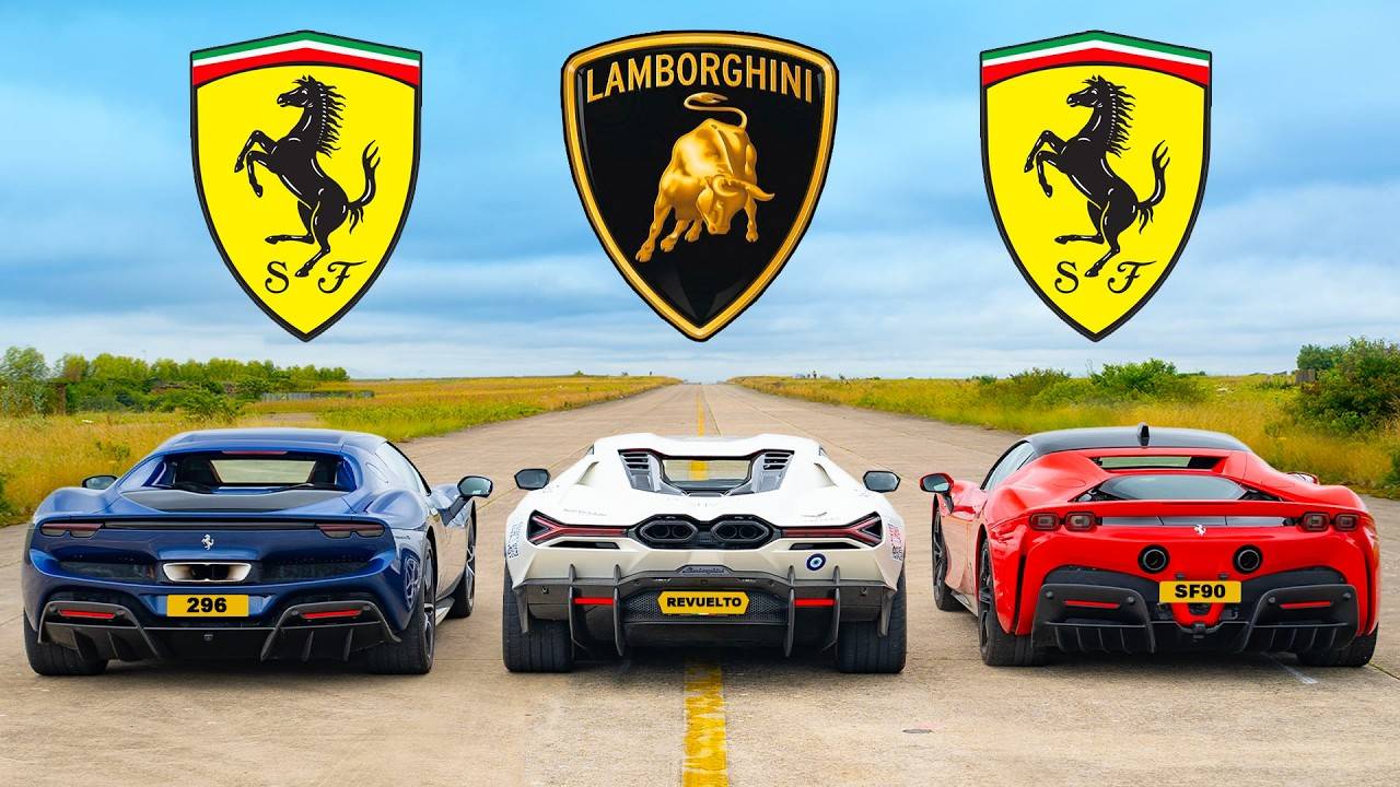 Кто победит в заезде: Lamborghini Revuelto, Ferrari 296 или SF90? смотреть онлайн