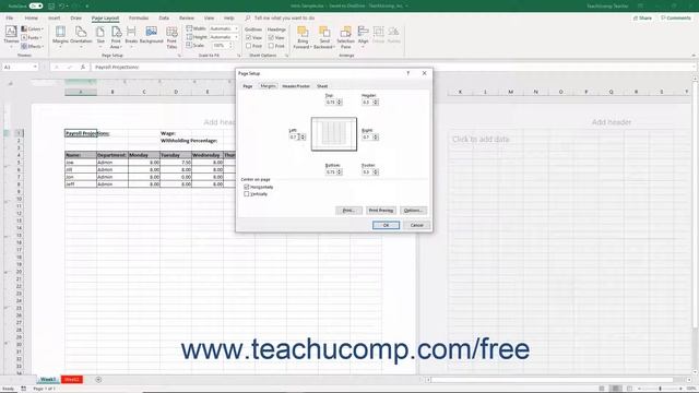 Excel 2019 & 365 Tutorial Setting Margins Microsoft Training смотреть онлайн