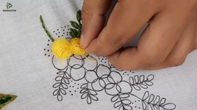 Hand embroidery beautiful mimosa flowers embroidery design @NakshiKatha смотреть онлайн