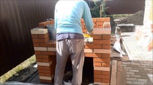 Барбекю, мангал из кирпича  руками моих сотрудников, порядовка