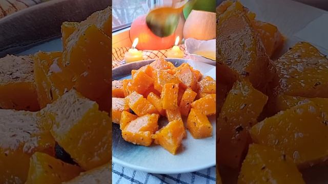 Запечённая тыква с брынзой.Апельсиновая заправка. смотреть онлайн
