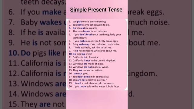 Present Tense Sentences For Daily Use In English #english #englishgrammar #tenses смотреть онлайн