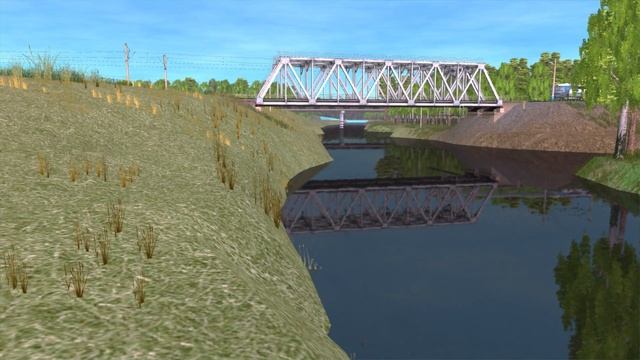 Trainz A New Era SP4 Маршрут Родина V2 по ЖД мосту на пассажирском поезде и встречный товарняк смотреть онлайн