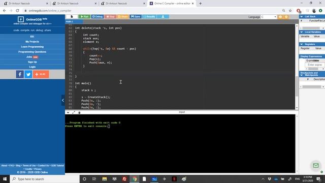 Data structures - Exercise - Deletion of an element in a stack at position k смотреть онлайн