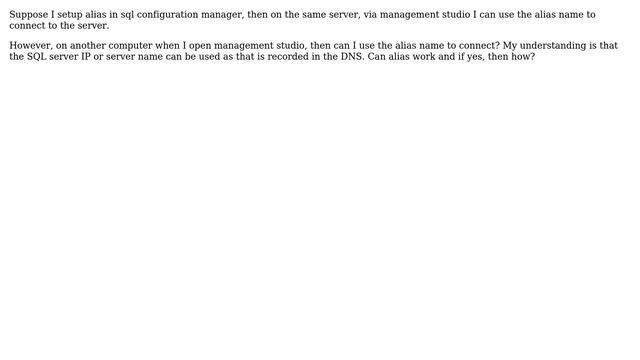 Databases: Using sql server alias via management studio on another computer смотреть онлайн
