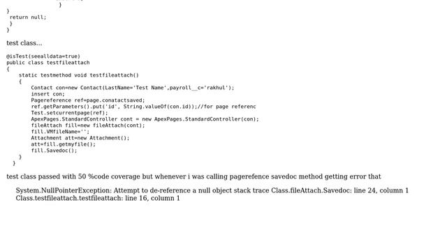 Salesforce: test class 4..System.NullPointerException: Attempt to de-reference a null object смотреть онлайн